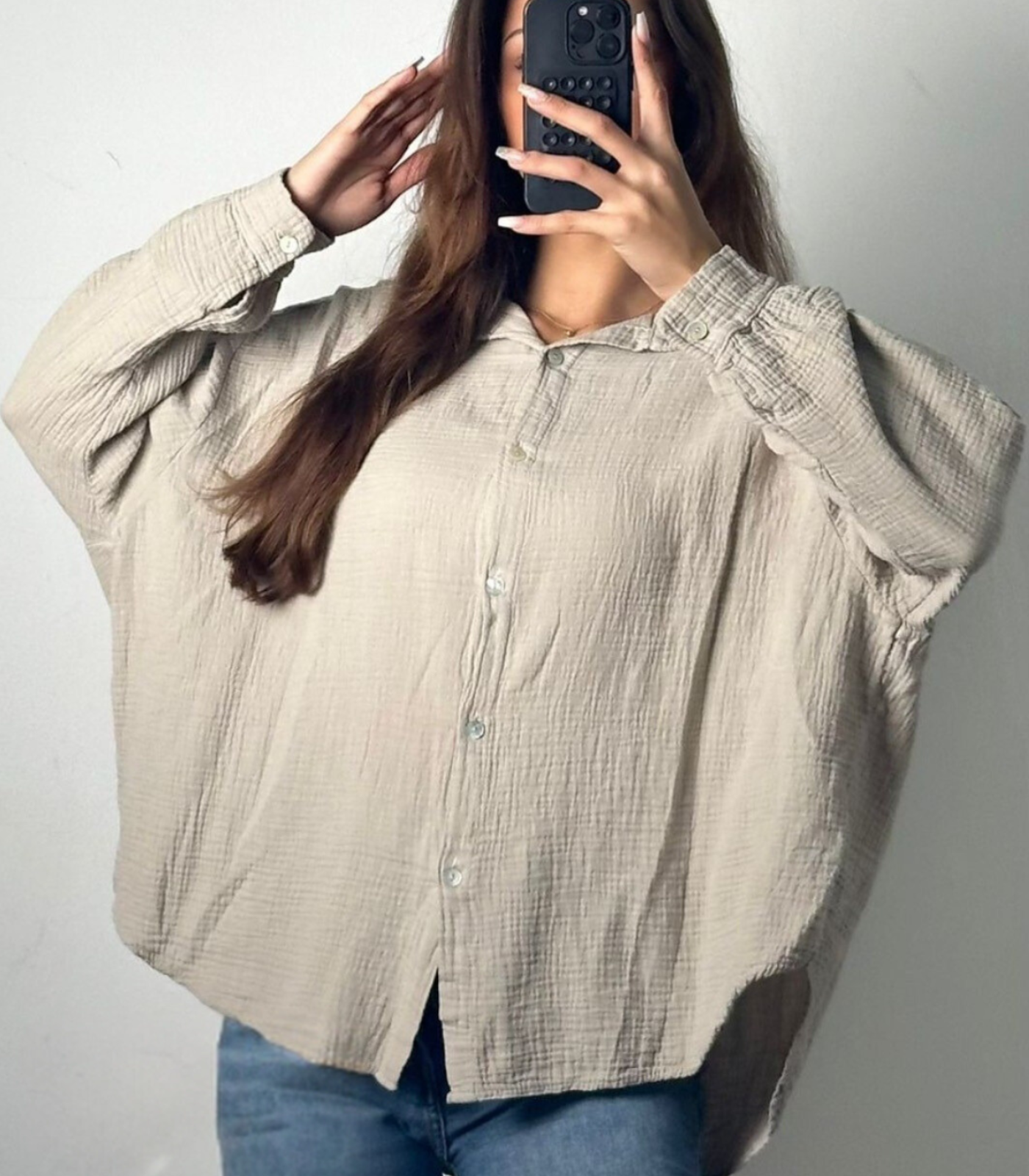 Musselin Bluse Oversize