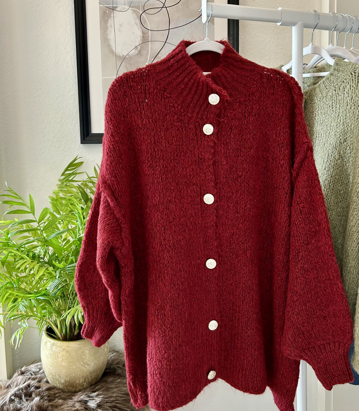 Langer Bouclé-Cardigan Oversize