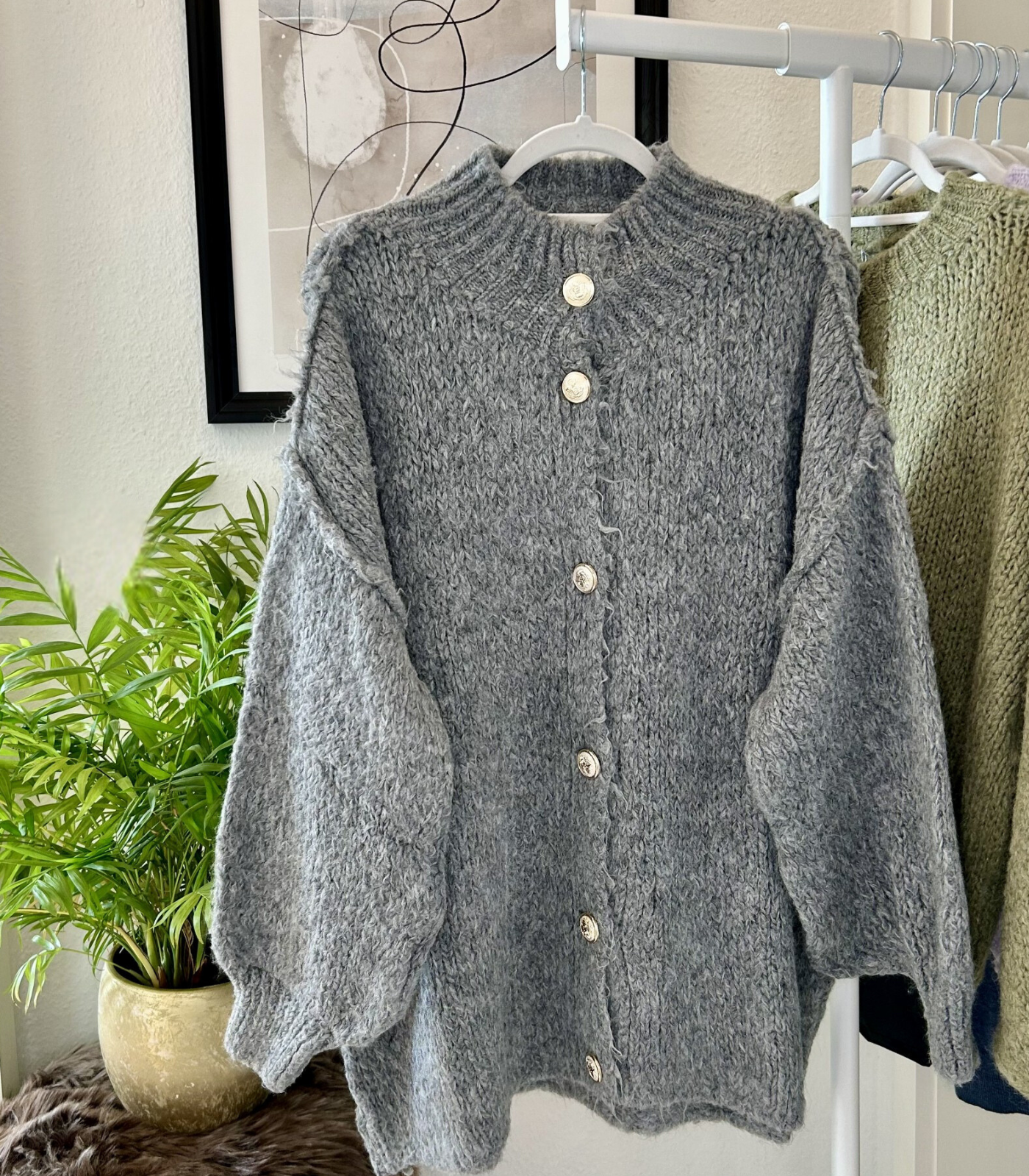 Langer Bouclé-Cardigan Oversize