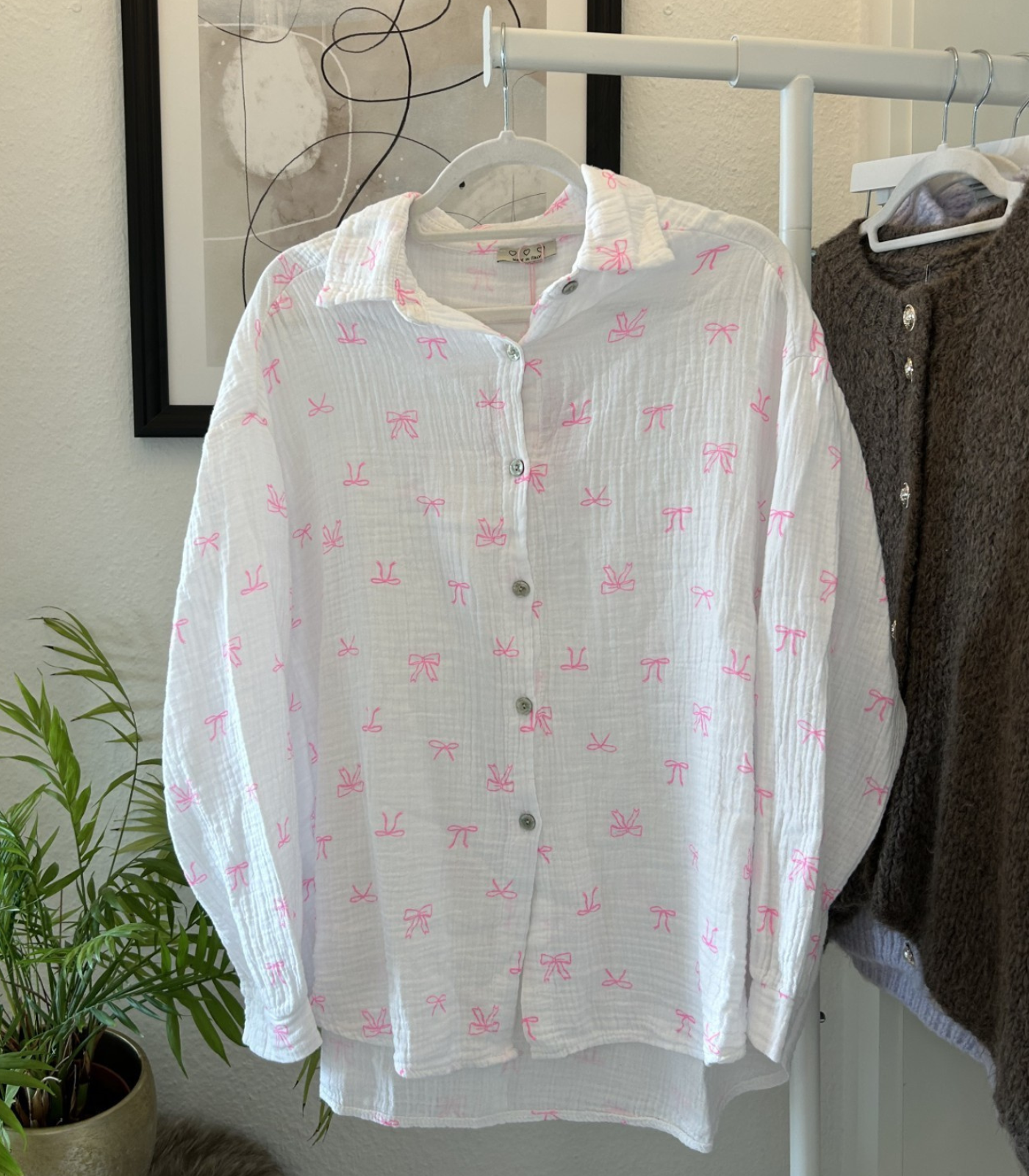 Musselin Bluse Schleifen